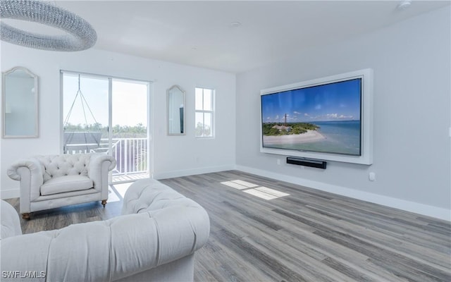 living room with hardwood / wood-style floors