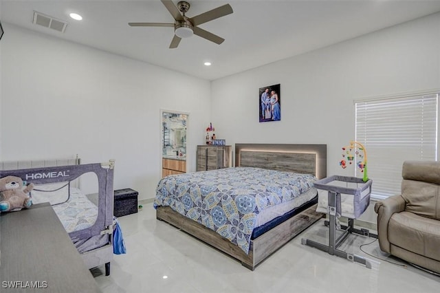 bedroom featuring ceiling fan