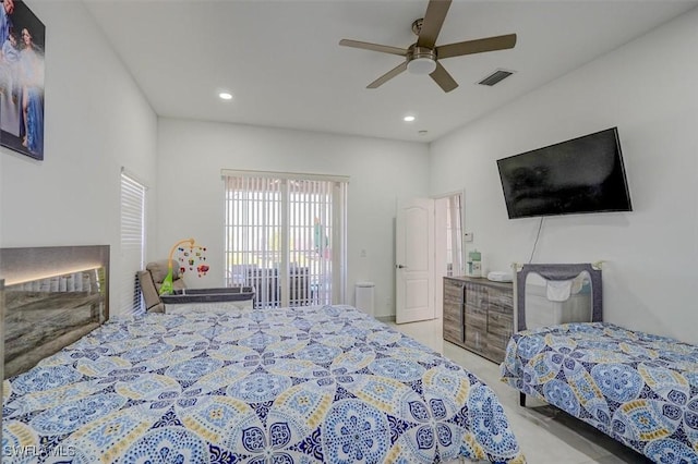 bedroom featuring ceiling fan