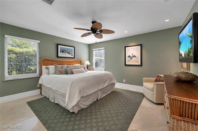 bedroom featuring ceiling fan