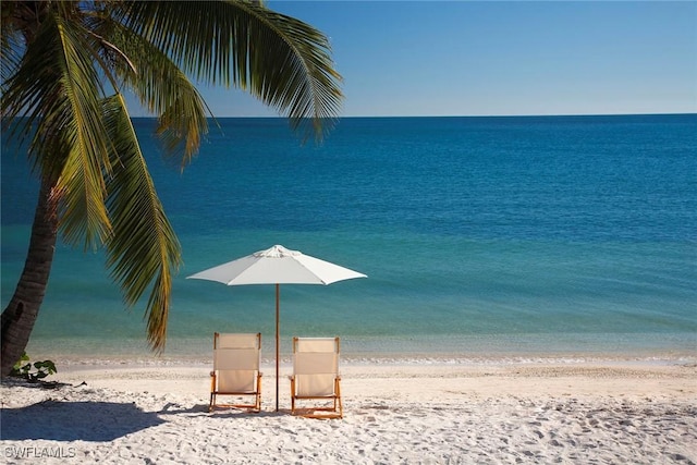 view of water feature featuring a beach view