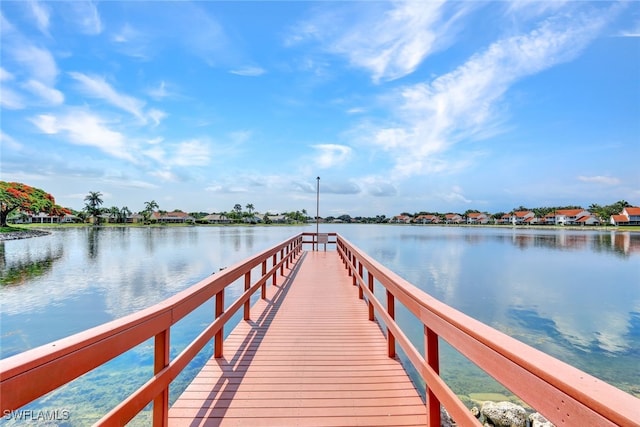 dock area featuring a water view