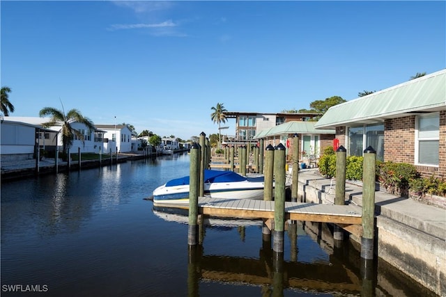 dock area featuring a water view