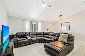 view of tiled living room