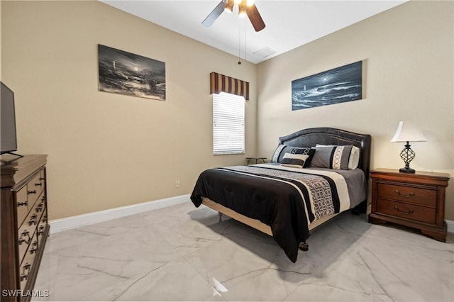 bedroom featuring ceiling fan