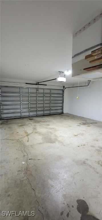 garage with a garage door opener