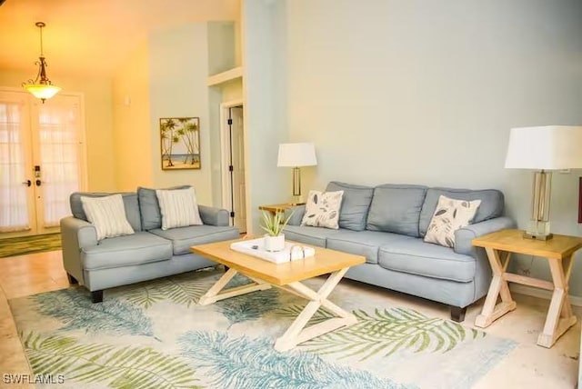 living room with hardwood / wood-style floors