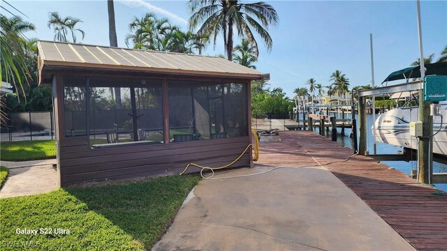 view of dock featuring a water view