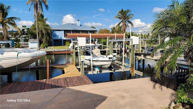 view of dock featuring a water view