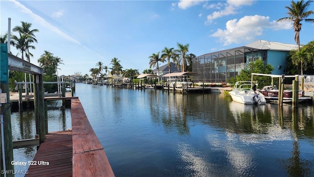 dock area featuring a water view