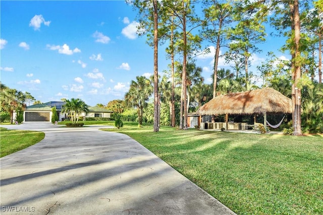 view of community featuring a lawn