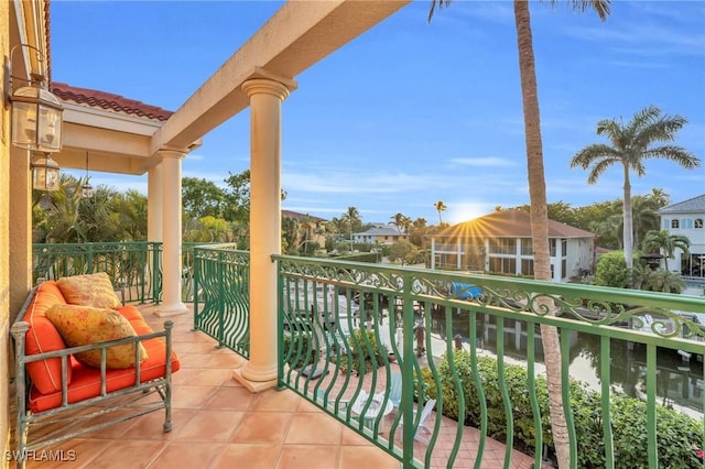 balcony with a water view