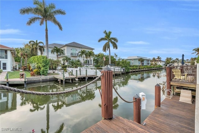 dock area featuring a water view