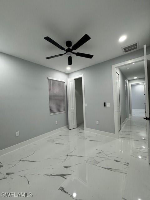 unfurnished bedroom with ceiling fan