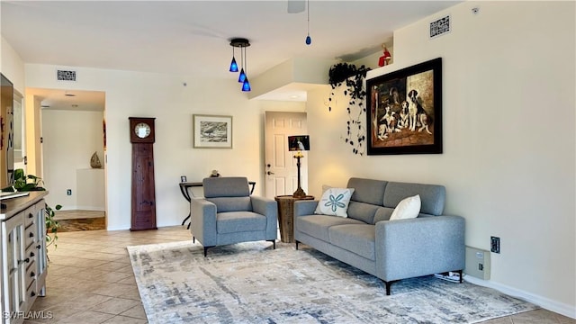 view of tiled living room