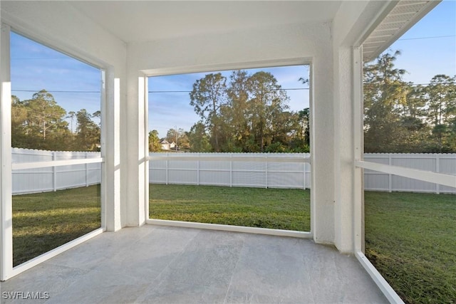 view of unfurnished sunroom