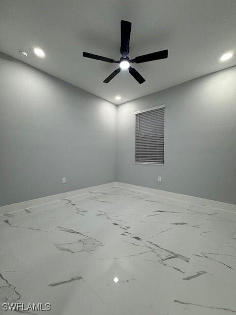 unfurnished room with ceiling fan