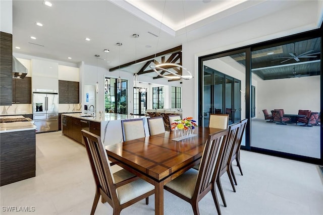 dining area featuring sink