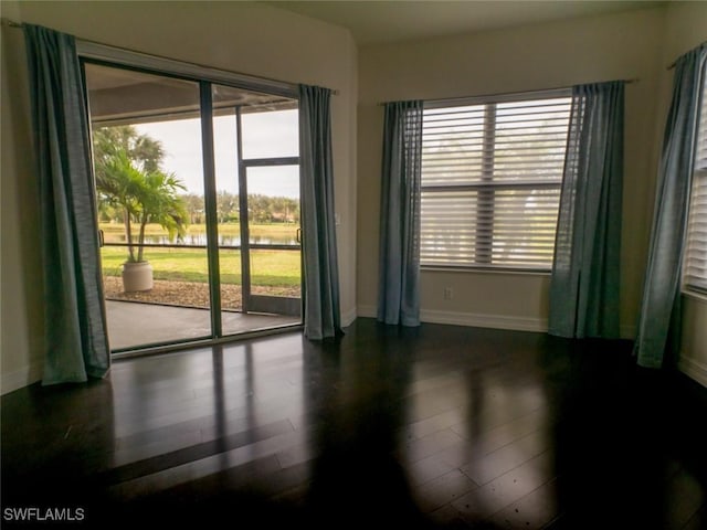 spare room featuring dark wood-type flooring