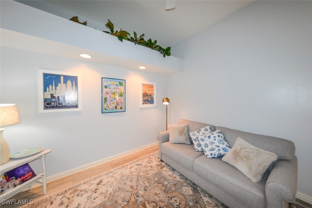 living room featuring light wood-type flooring