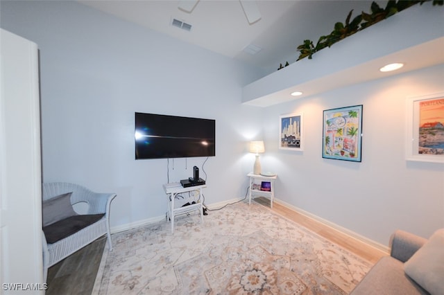 living room featuring hardwood / wood-style flooring