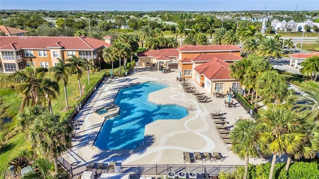 view of pool featuring a patio