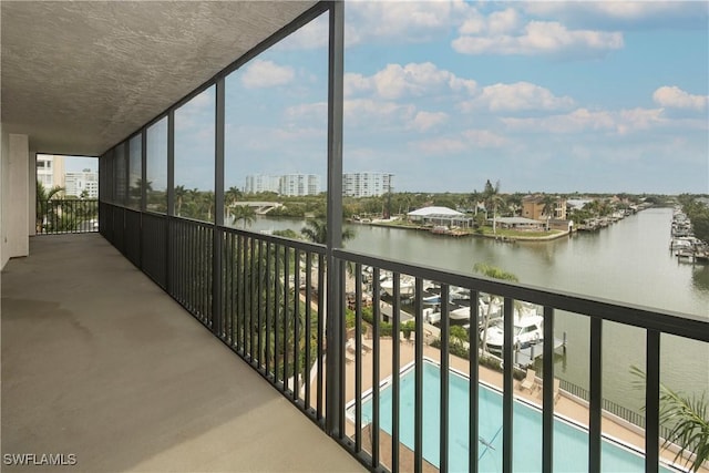 balcony with a water view