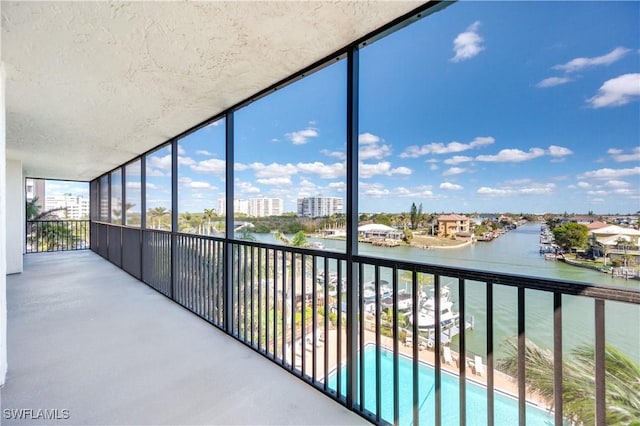 balcony with a water view