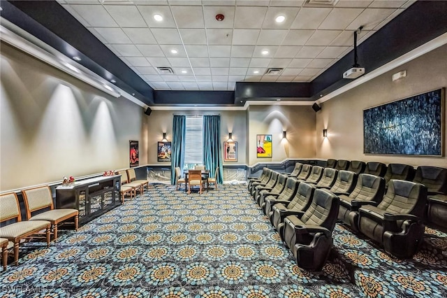 view of carpeted cinema room