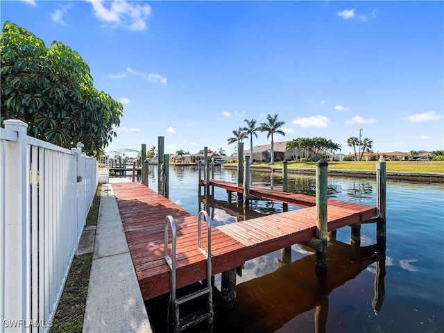 view of dock featuring a water view