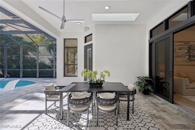 view of patio / terrace with a lanai