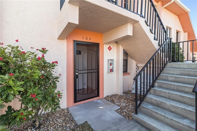 doorway to property with a balcony