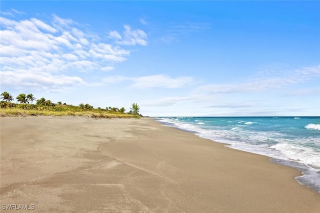 property view of water with a beach view