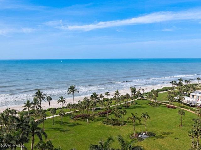 view of water feature with a view of the beach