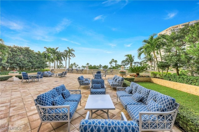 view of patio featuring an outdoor living space