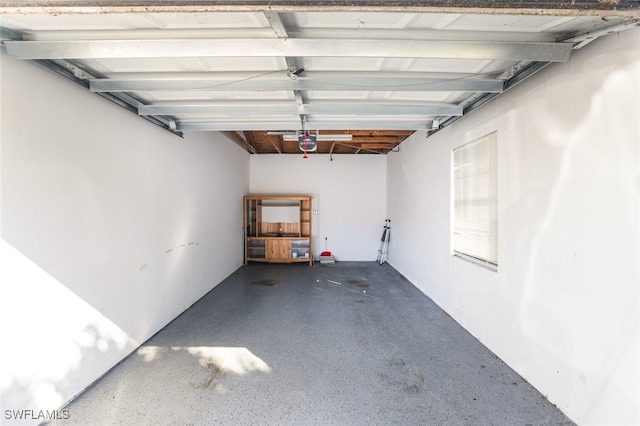 garage with a garage door opener