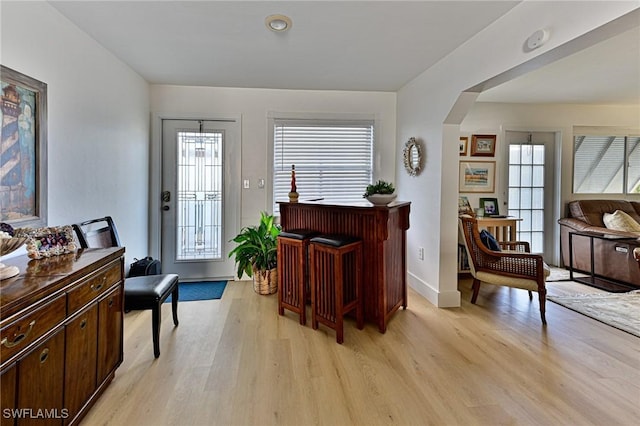 living area featuring light hardwood / wood-style flooring and a wealth of natural light