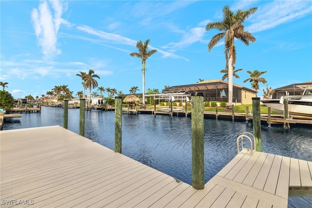 view of dock featuring a water view