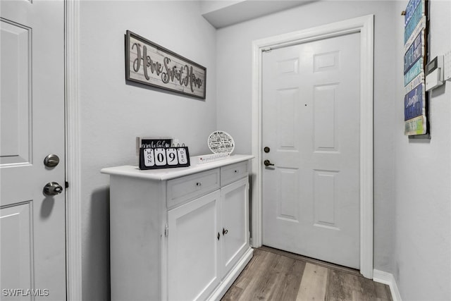 doorway featuring hardwood / wood-style flooring