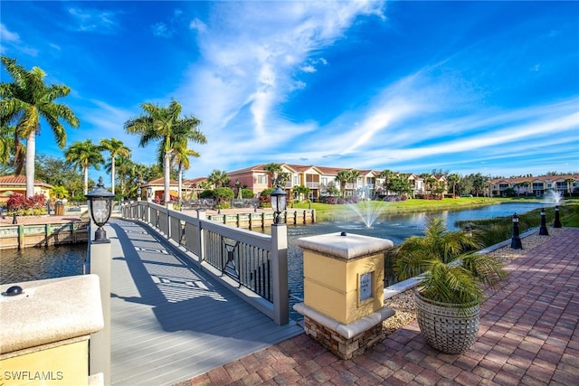 view of dock featuring a water view