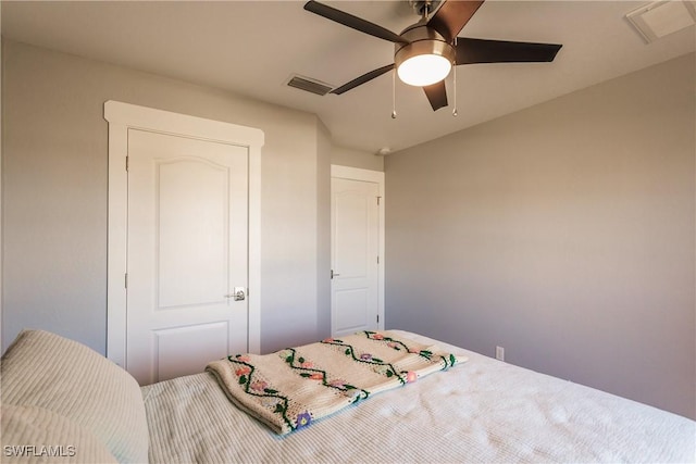 bedroom featuring ceiling fan