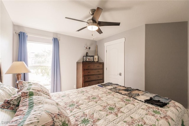 bedroom featuring ceiling fan