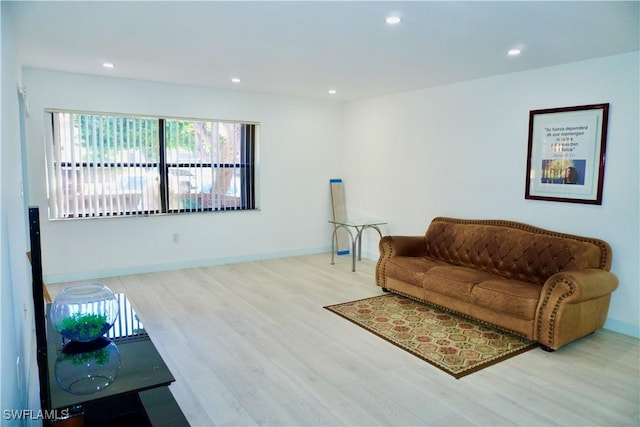 living room with light hardwood / wood-style floors