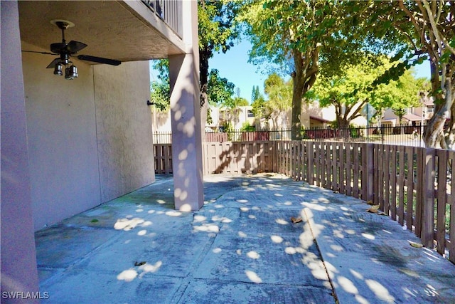 view of patio / terrace featuring ceiling fan