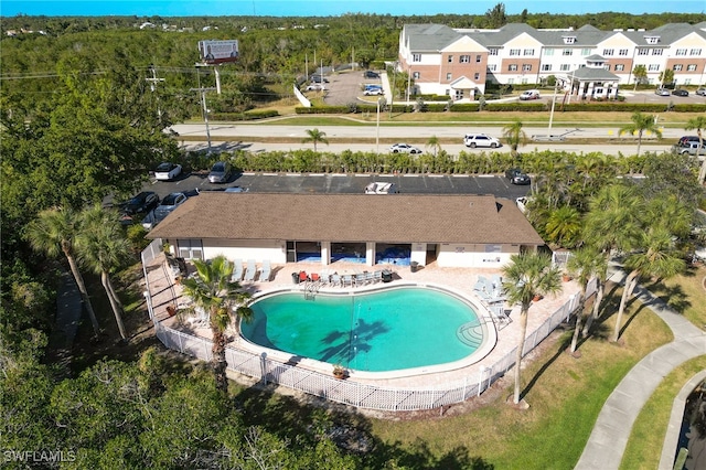 bird's eye view with a residential view