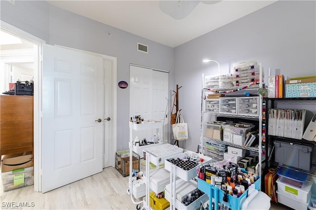 home office featuring hardwood / wood-style flooring