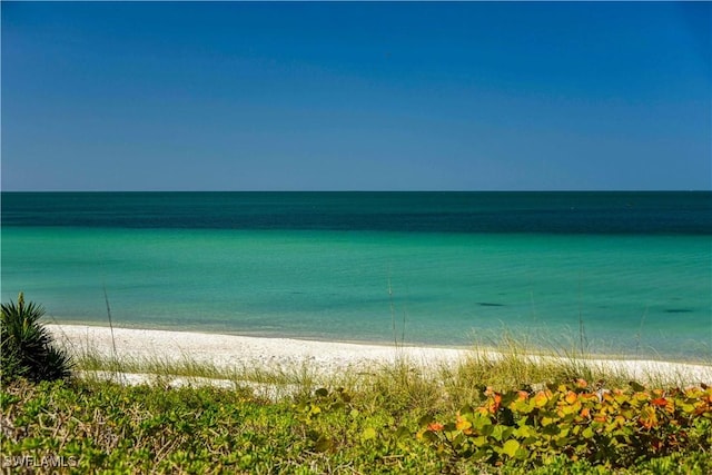 view of water feature with a view of the beach