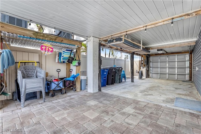 garage with a garage door opener