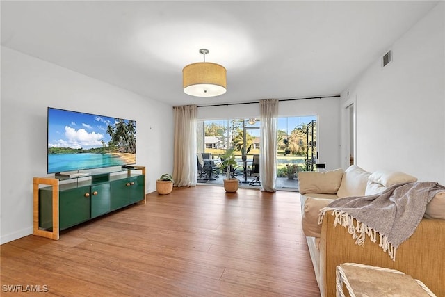 living room with wood-type flooring