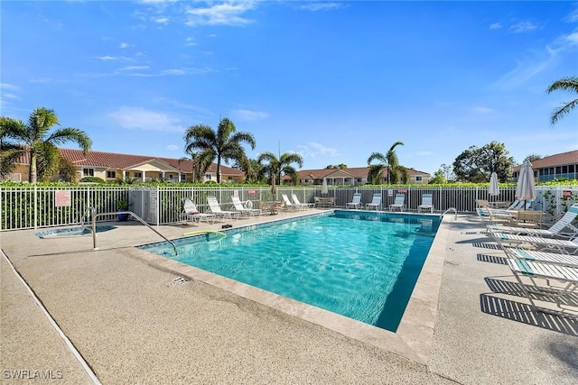 view of pool featuring a patio area